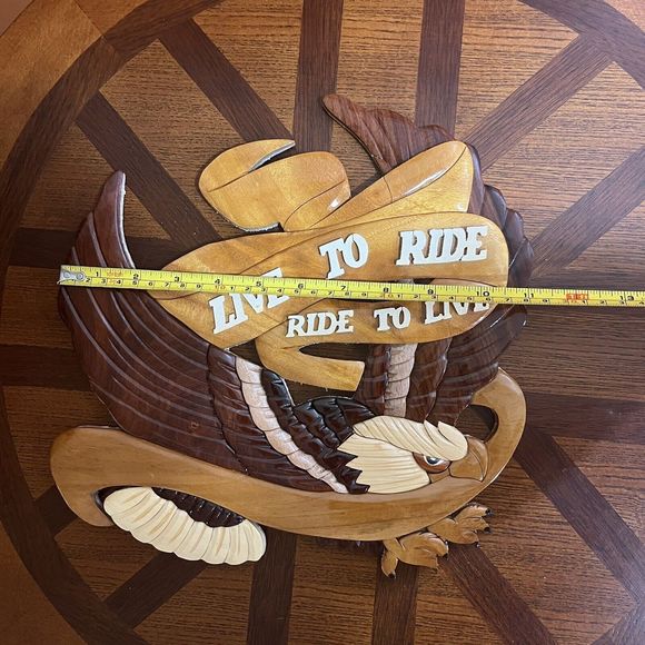 Eagle Wood Carving Live To Ride Ride To Live Wall Decor Pre-owned - Picture 5 of 5